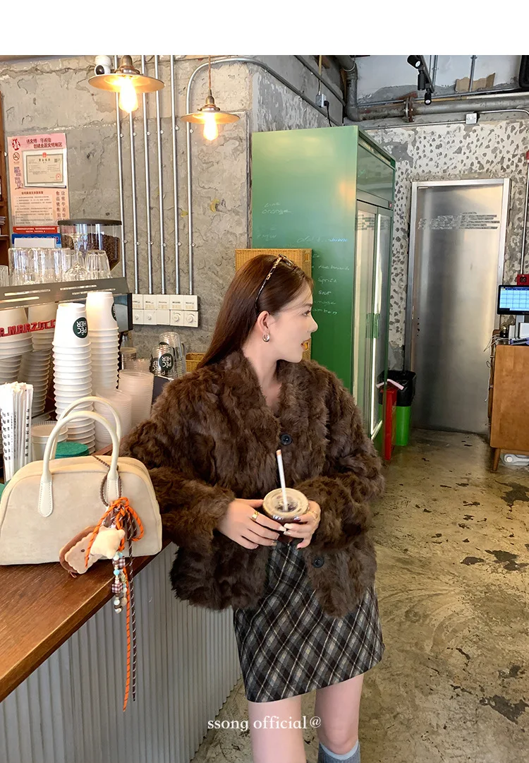 Women Faux Shearling Fur Coats Solid Fur Jackets Cotton Linen V Neck Long Sleeves Single Breasted Loose Fit Casual 2026 Winter