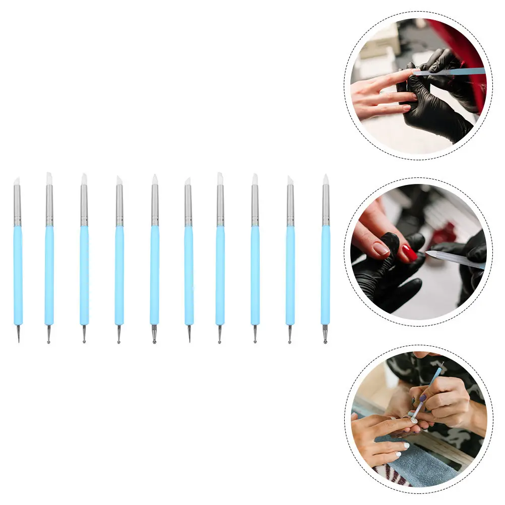 Manicure Tool Pen Pottery 2-Way Nail Point Drill Supplies Blue Double-ended Art