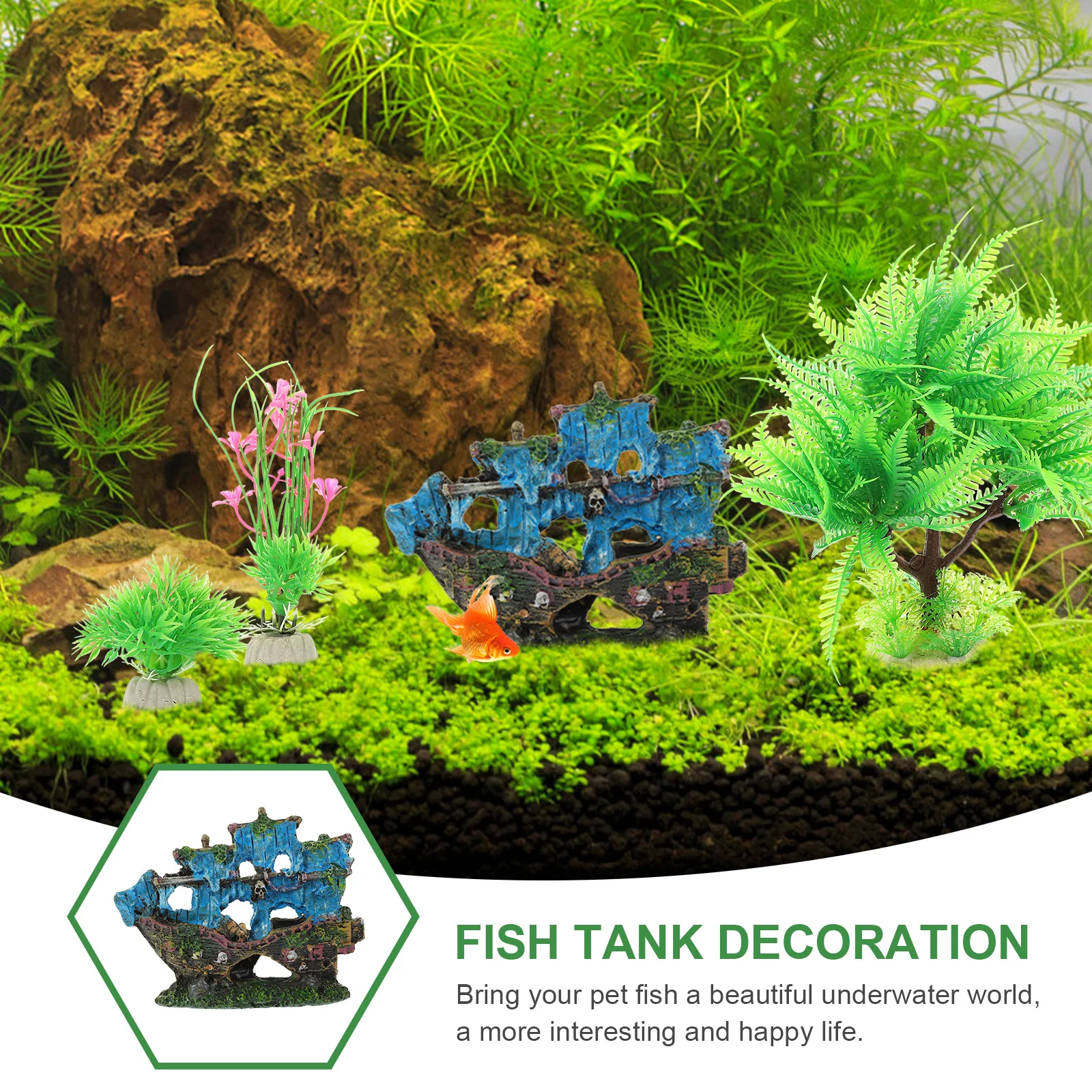 

1Set Delicate Aquarium Decor Realistic Fish Tank Accessories Stylish Plastic Crafts for Home Office Cafe Shop Decoration