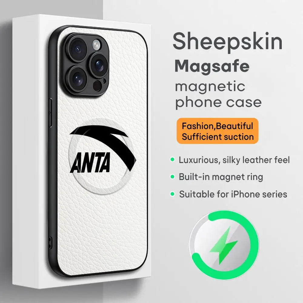 A-Anta Cool Brand Sport Phone Case For iPhone 17 16 15 14 13 12 11 Plus Pro Max  High-end Luxury Magsafe Sheepskin