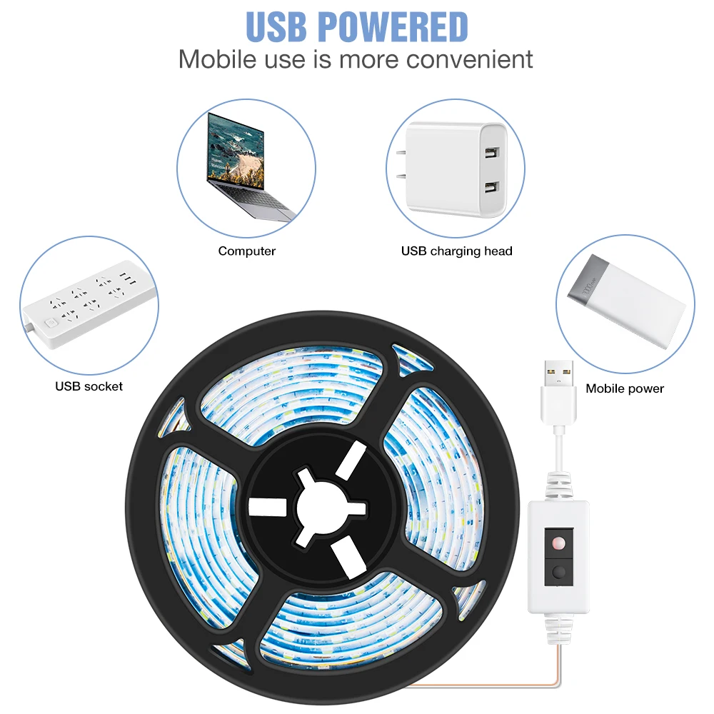 USB Plant Lamp Tape LED Growth Light Strip Full Spectrum Hand Sweep Sensor Grow Light Greenhouse Hydroponic System Growing Box