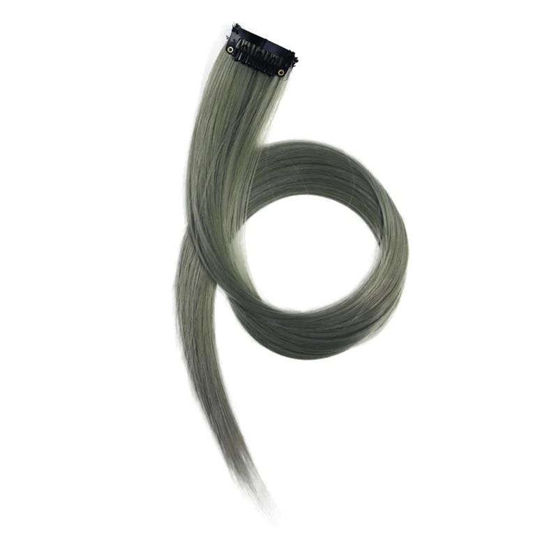 -ABJZ قوس قزح تسليط الضوء على الشعر التمديد دبوس الشعر طويل مستقيم مشبك شعر قابل للتشذيب لفتاة الشعر كاذبة 3.2X55cm