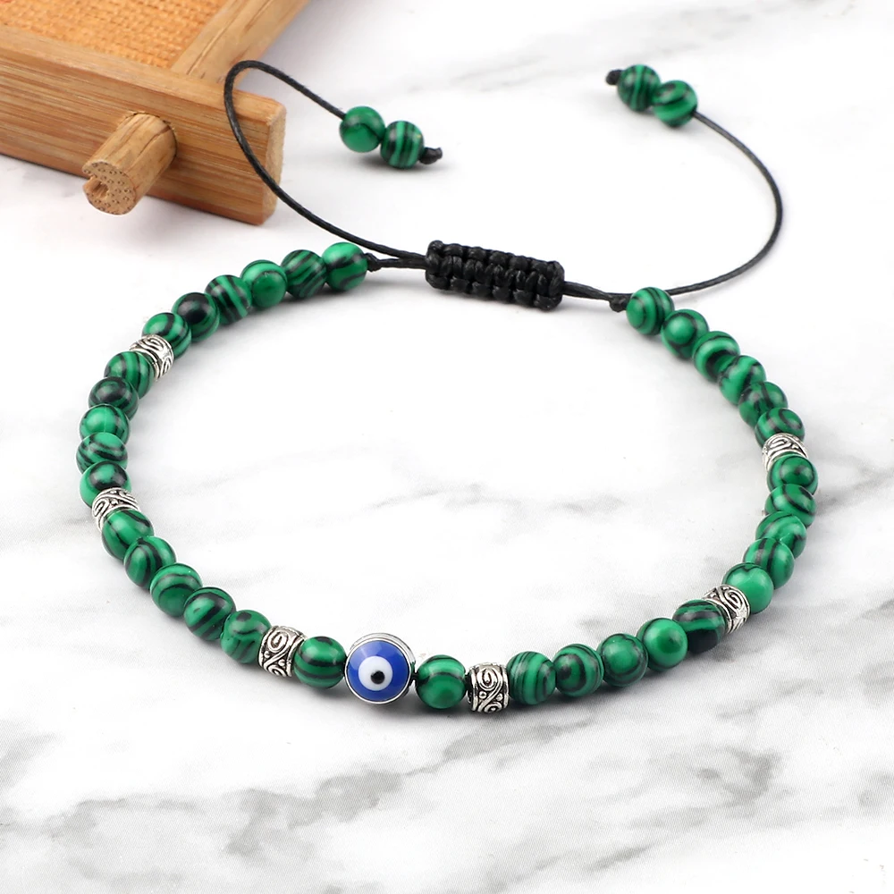 Fashion Turkish Evil Eyes Braid Bracelets For Women Vintage Natural Mini Beads Bracelets Men Lucky Tibetan Buddhist Jewelry Gift image 3