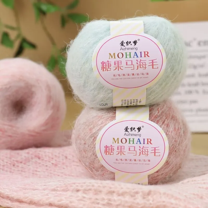 

Candy Color Gradient Mohair Fine Yarn Diy Hand-knitted Scarf Sweater Shawl Yarn Gradient Dyed Coat Yarn