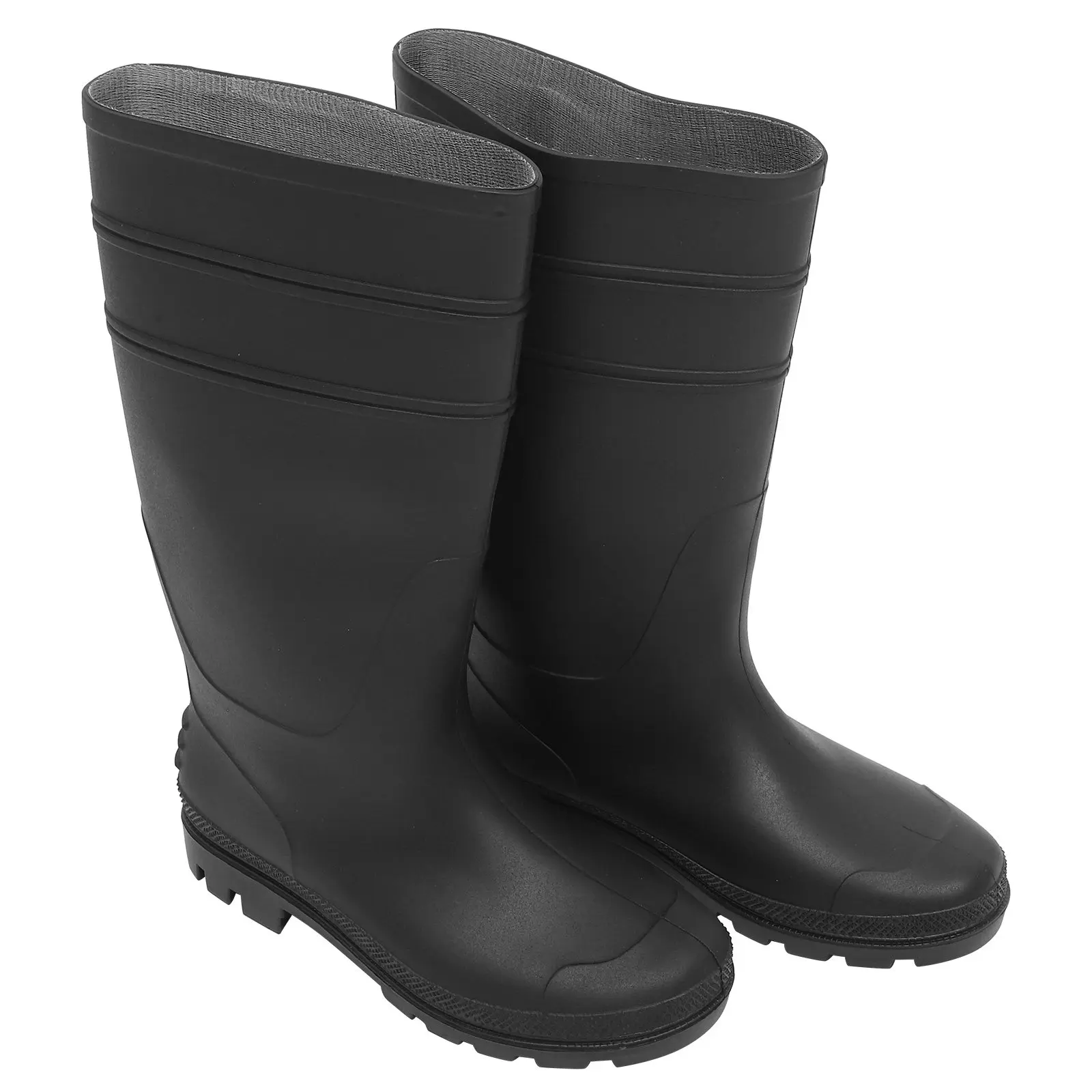 

1Pair Non-Slip Resistant Rain Boots Black PVC Injection Molded Waterproof Safety Footwear for Farm Food Processing