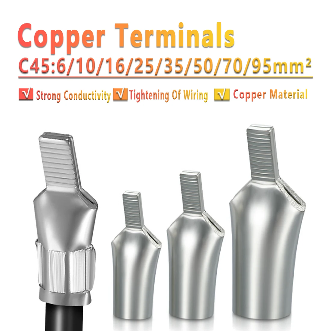

Copper Tube Terminals, Battery Terminals, Solder Ring Crimp Terminals, C45 Cable Lugs, 6-95mm² Wire End Crimp Terminals