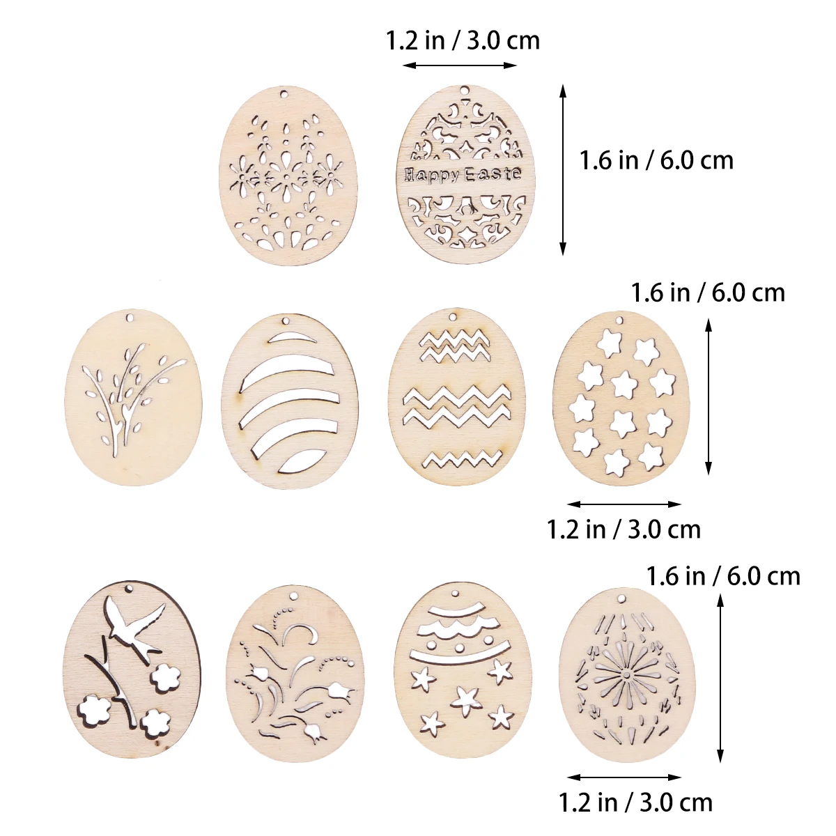 

100 Pcs Egg Shaped Wooden Ornaments Smooth Surface DIY Crafts Holiday Party Christmas Sewing Tools Accessories Creative Projects