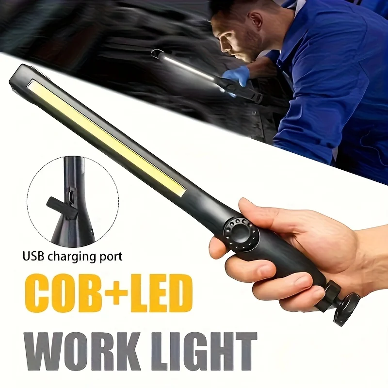 Portable COB Work Lights With Magnetic Rechargeable LED Flashlight Portable Stepless Dimming Emergency Car Repair Lamps
