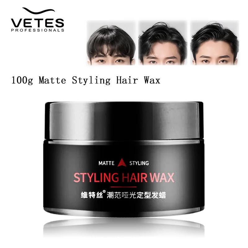 

VETES 100g Hair Wax Strong Shaping 10S Styling Hair Wax Edge Control Nourish Hair Pomade Edge Control Wholesale Wax for Hair Man