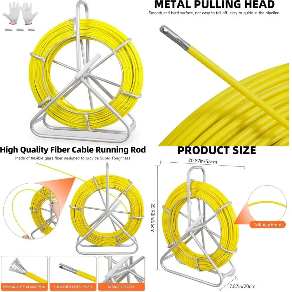 

Стекловолоконная лента 500T, 1/4 дюйма, для протяжки кабеля, проводов и труб, с металлической стойкой для электротехнических каналов и монтажа в стенах