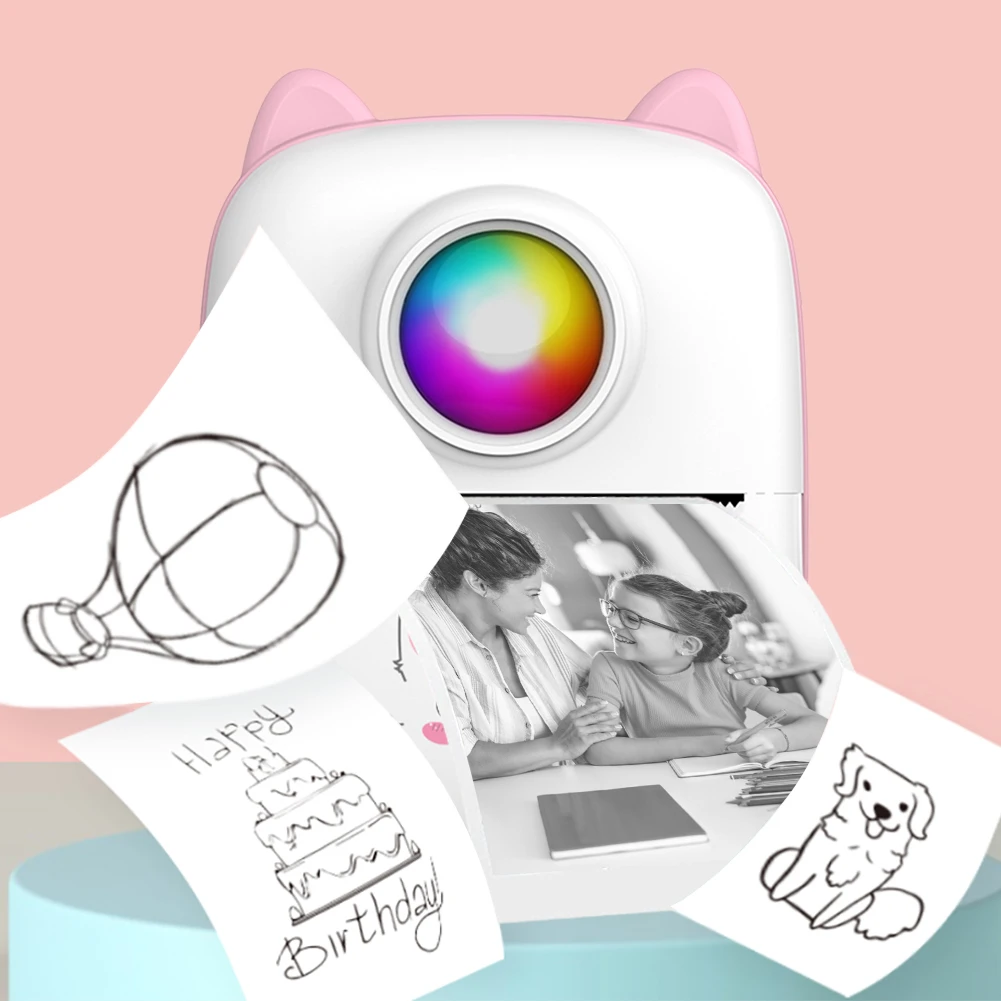 Портативный мини-термопринтер, беспроводной BT, 200 точек на дюйм, принтер для клейких этикеток без чернил с USB-кабелем, печать с неправильным вопросом