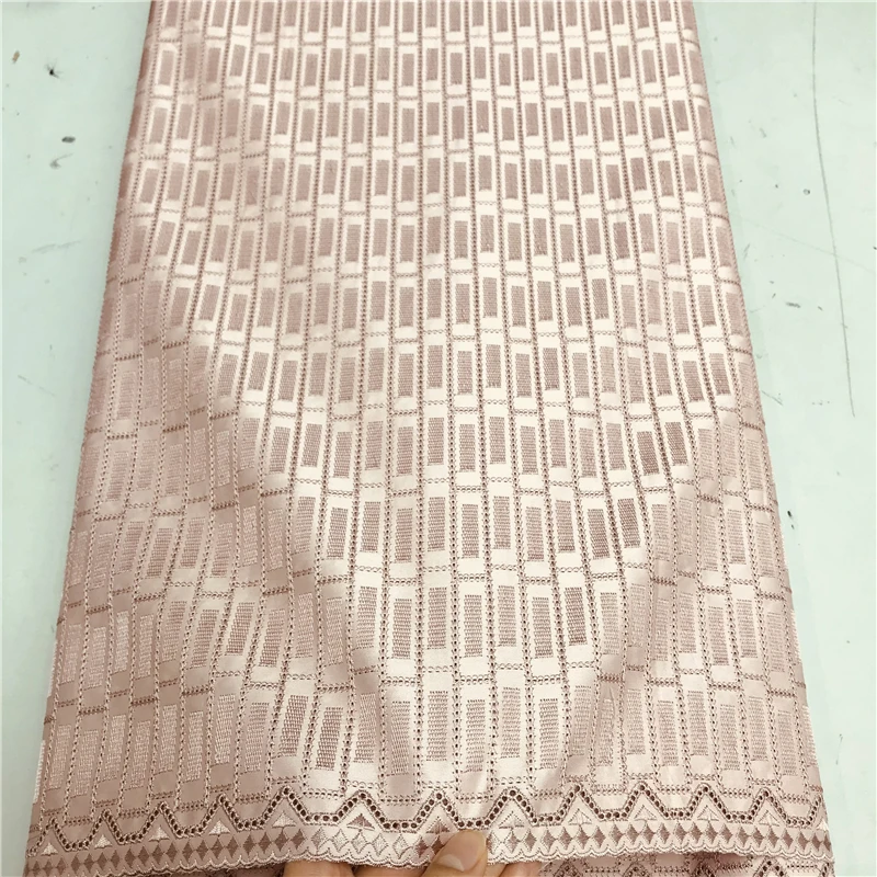 5 Yards Nigerian 100% Cotton Polish Satin Embroidery Fabric High Quality Swiss Voile Lace Material For Men Dubai Style YL011802