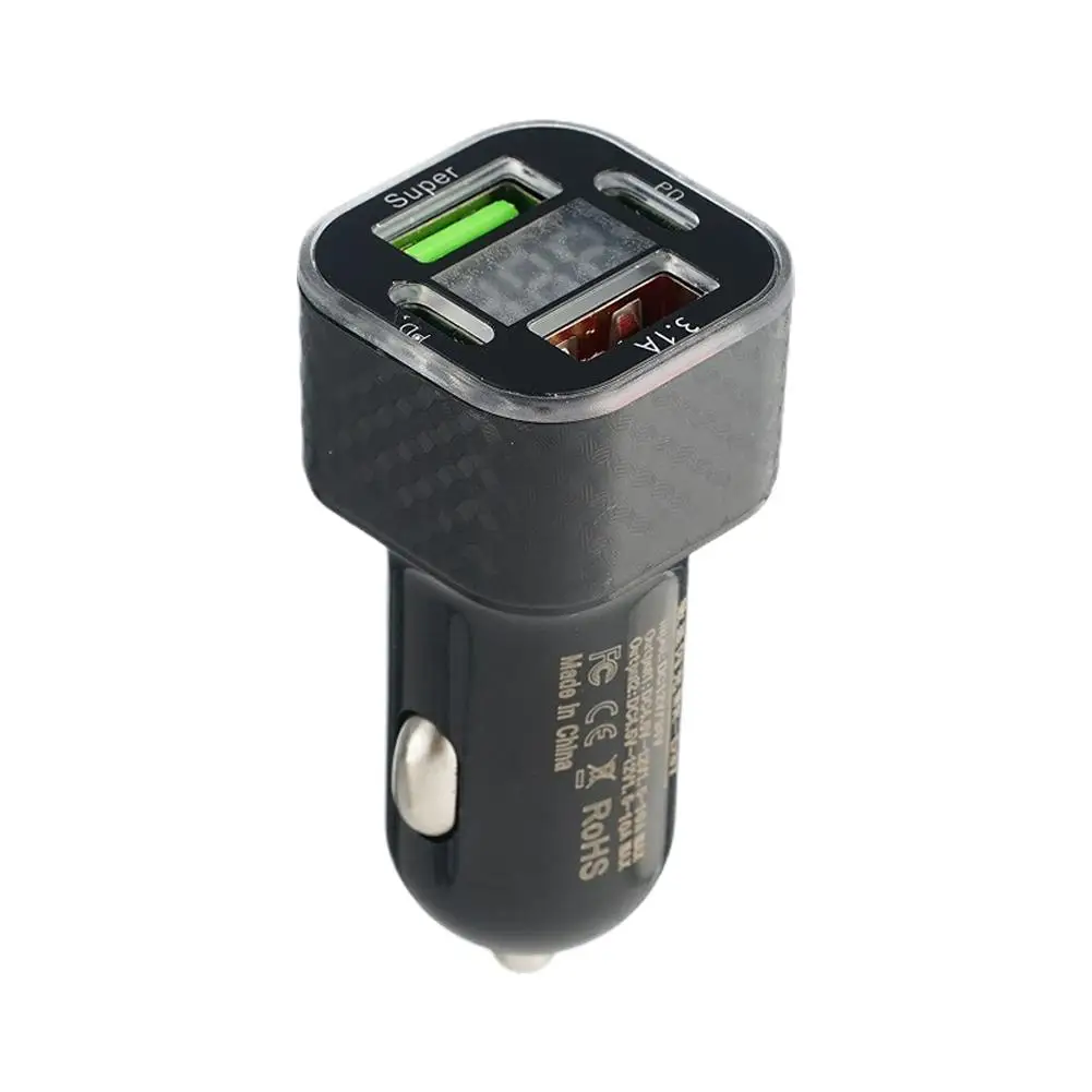 

380 Вт 4 в 1 USB C Автомобильное зарядное устройство для телефона Двойное зарядное устройство PD USB с дисплеем напряжения Адаптер для сверхбыстрой зарядки для IPhone