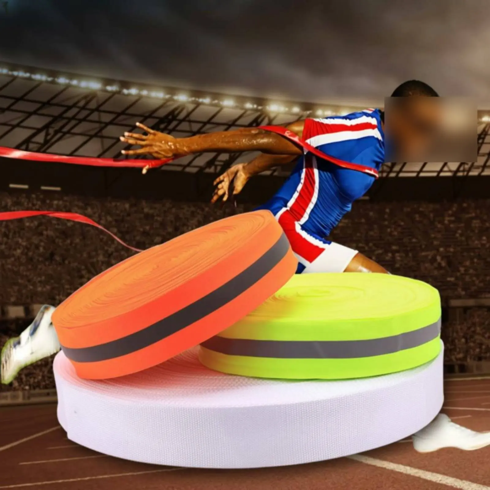 Track Ribbon Tape Dark Middle Stripe Reflective Track Tape High Visibility Ribbon 5 Cm Wide Sports Gear Polyester