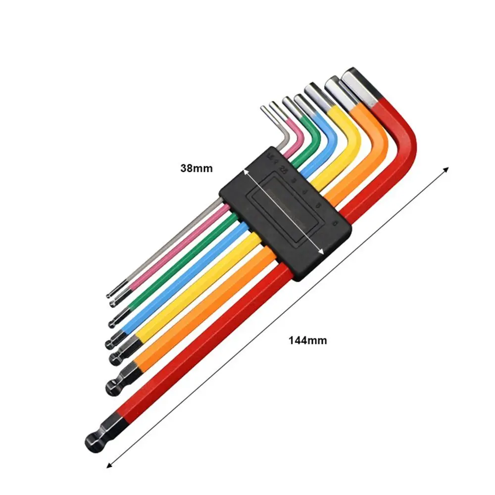 7Pcs Colorful Bicycle Hex Key Set Rust-proof 1.5/2/2.5/3/4/5/6mm Hexagonal Wrench Wear-resistant Multifunctional