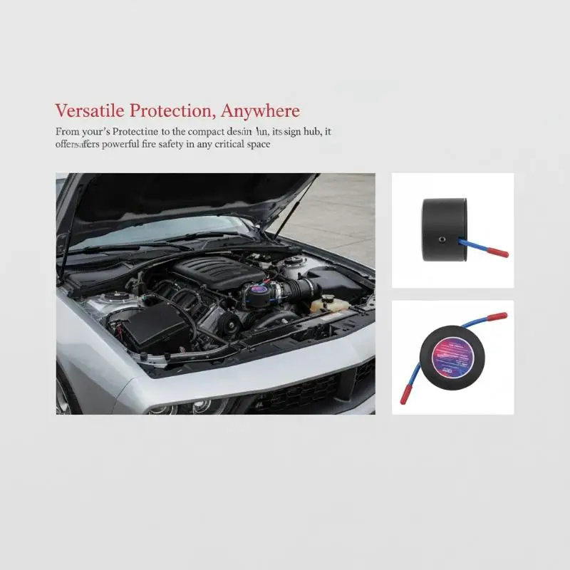 

Emergency Fire Suppression Device for Vehicles Back Adhesive Mount Portable Design for Garage Protection