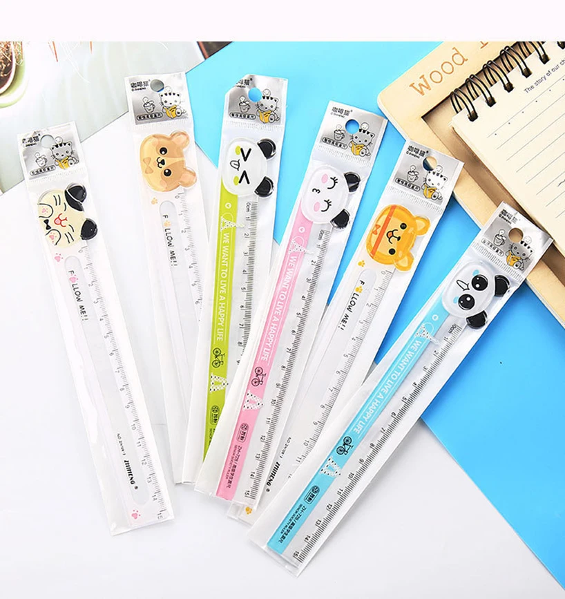 15cm Ruler Kawaii Accessories School Supplies Transparent Diy Drawing Tools Regla Cute Animal Student Korean Stationery Rulers