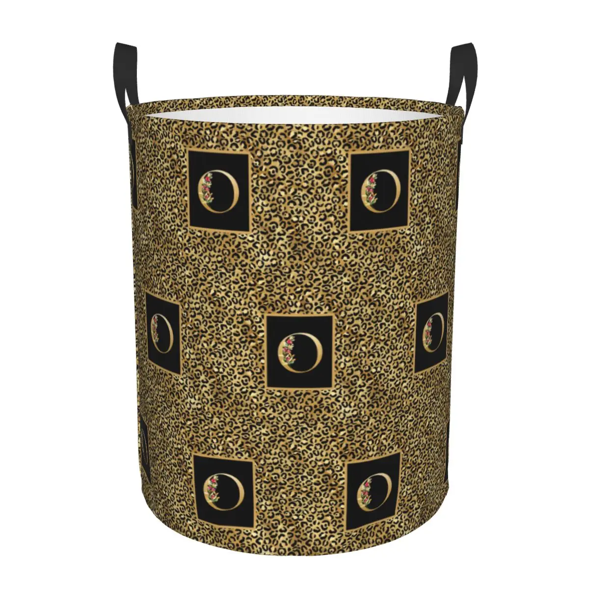 Leopard Pattern Letter Laundry Basket Collapsible Baby Hamper for Nursery Toys Organizer Storage Bins