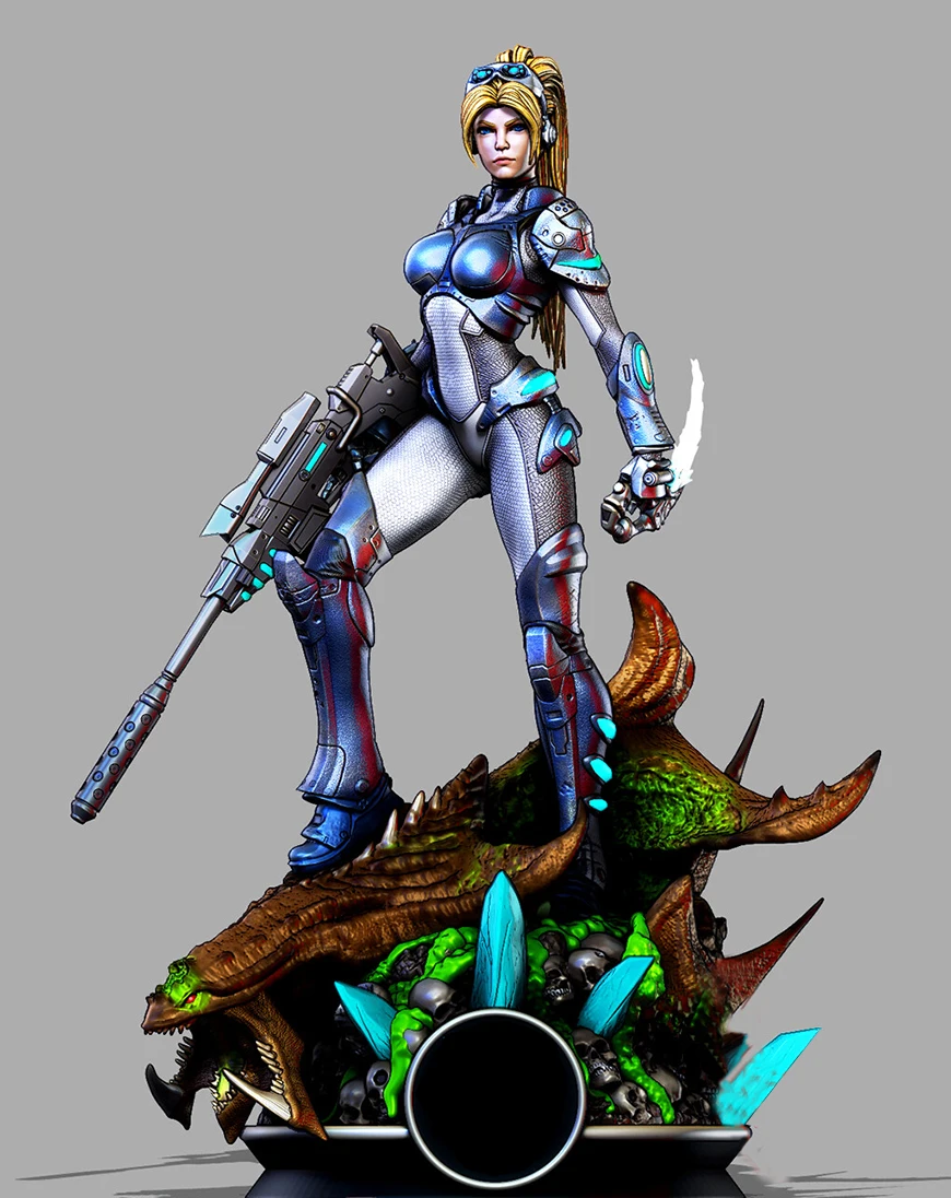 

1/24 75mm 1/18 100mm Resin Model Kits Future Female Hunter Figure Sculpture Unpainted No Color RW-624