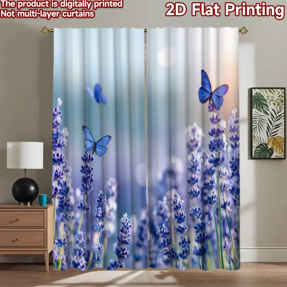 

1pc 2D flat Photography Backdrop Popular Tapestry Butterflies Among Lavender 100% Polyester Festive Backdrops for Suitable for