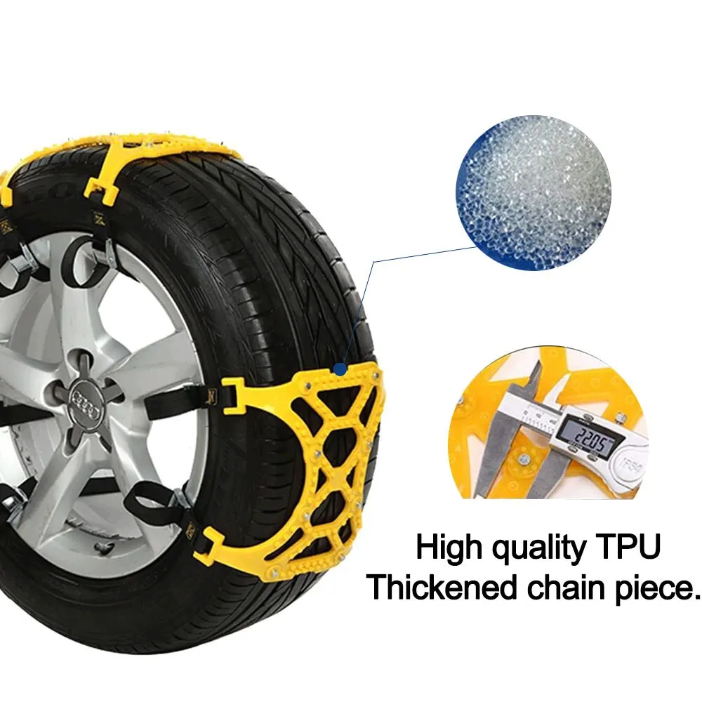 3pcs Car Snow Tire Chains Mud Tyre Wheels Thick Anti-Skid Belt For Car/SUV/Truck Portable Easy to Mount Emergency Traction Car