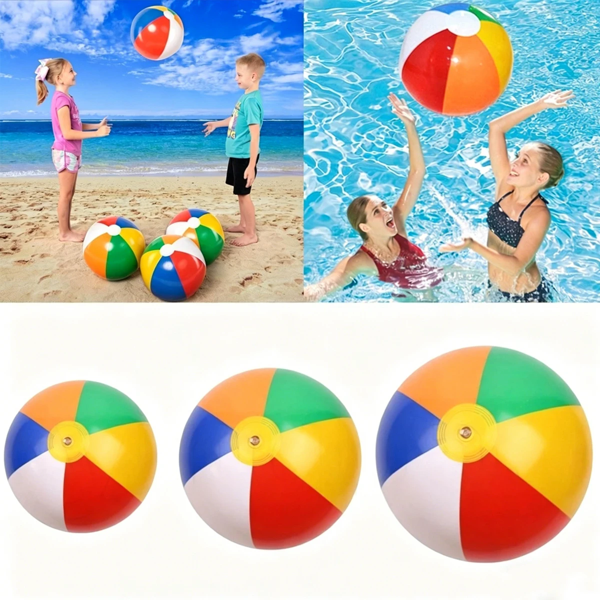 Rainbow Color Inflatable Beach Ball 24 30 36cm Toy Swimming Pool Ball Outdoor Toys
