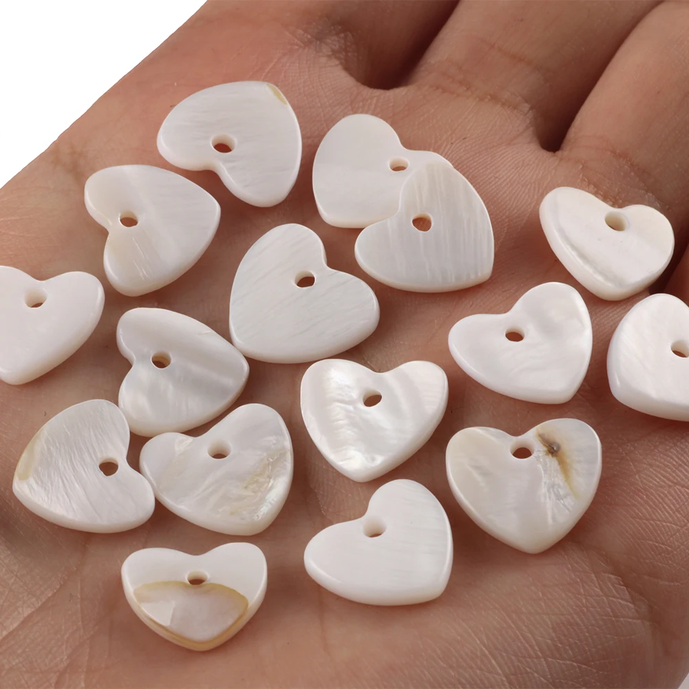 Natural Mother of Pearl Shell Beads White Cross Heart Round Shape Beads Charms Bracelet for DIY Jewelry Making Accessories