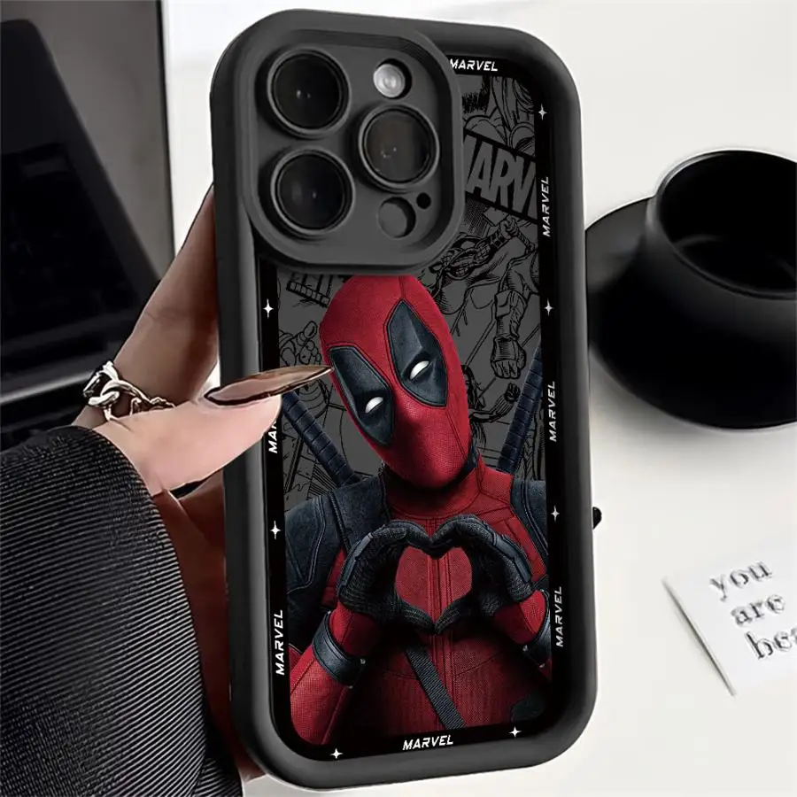 Marvel Deadpool Phone Case for iPhone 16 15 Pro Max 13 12 11 Pro 14ProMax 15Plus 16Pro Soft Cover Funda Capa