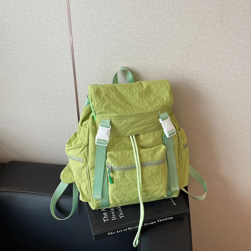 Mode-Rucksäcke mit Nylon-Schnur zum Nähen, einfarbig, große Kapazität, Damentaschen 2025, hochwertige, vielseitige Studentenrucksäcke