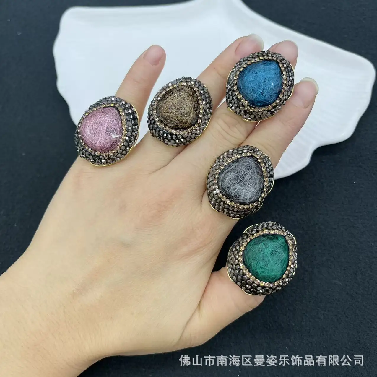 DIY accessories New product imitation Opal ring French niche light luxury jewelry Internet celebrity live broadcast style Cross-