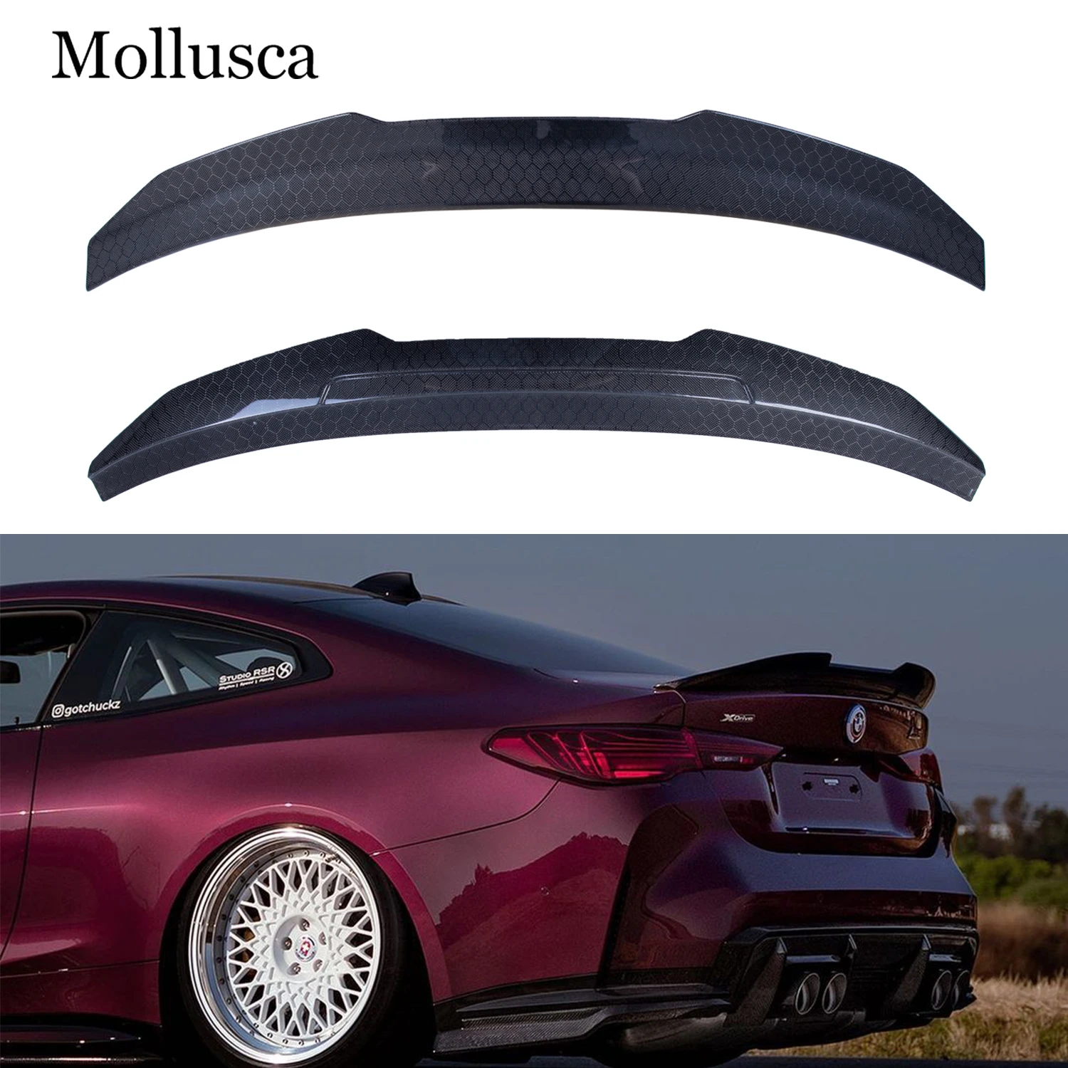 

For BMW 4 Series G22 Coupe/M4 G82 PSM Style Honeycomb Carbon fiber Rear Spoiler Trunk wing 2020-2025