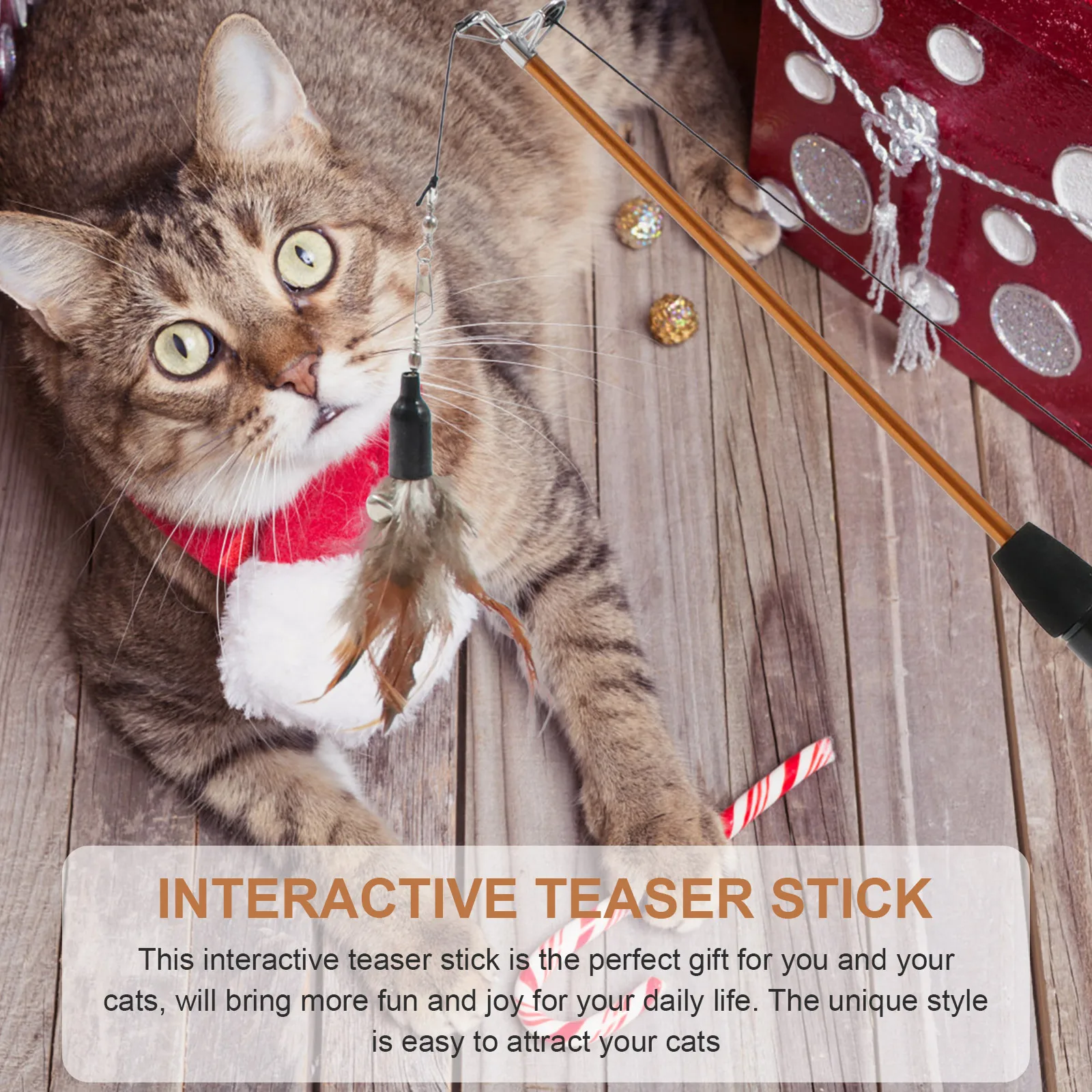 

Adjustable Cat Fishing Rod Teaser Stick Interactive Play Wand Durable Kitten Claw Protection Pet Accessory Funny Plaything
