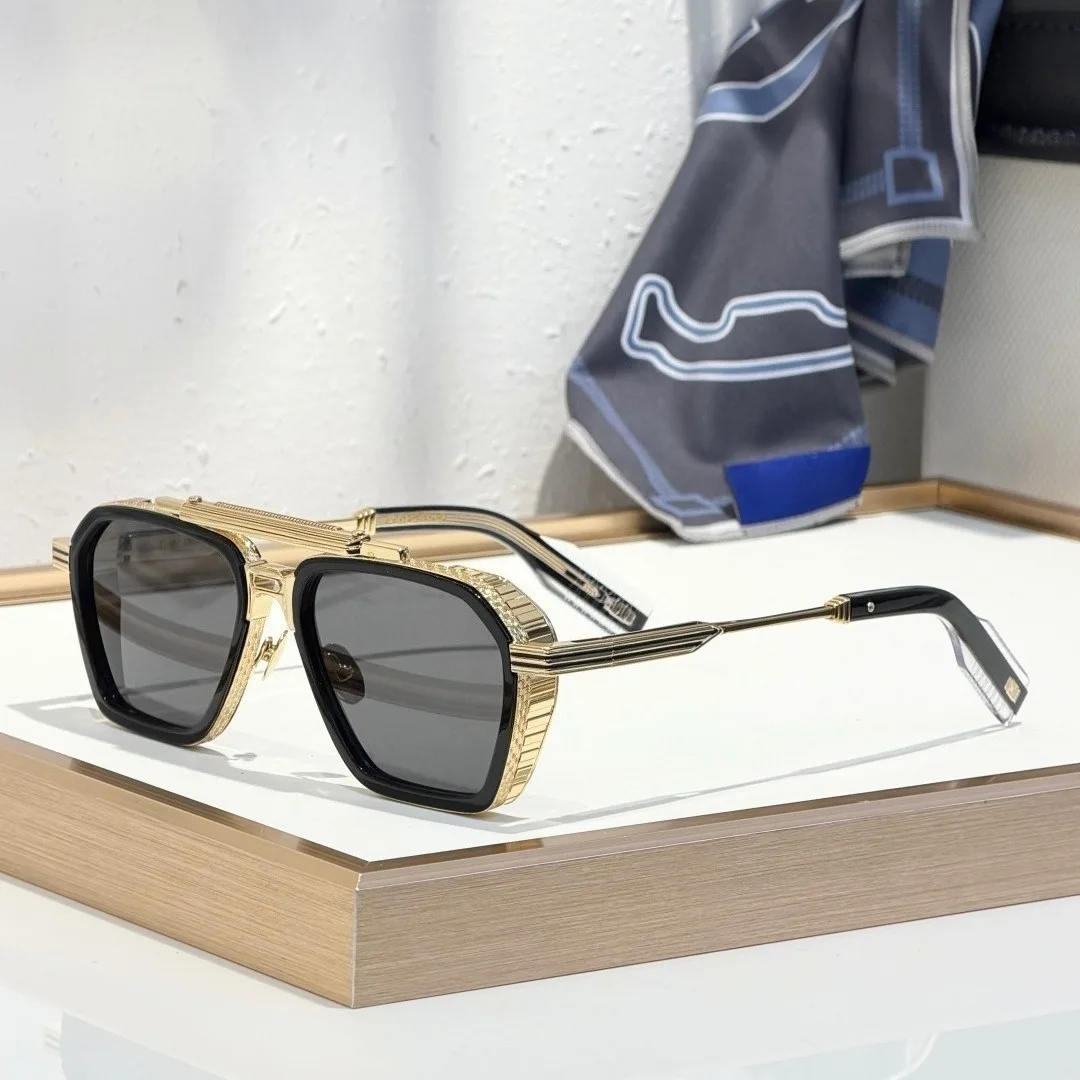 GT7 Square Sunglasses Metal Acetate Frame UV400 Vintage Classic Fashion Outdoor Eyewear for Men Women with Case