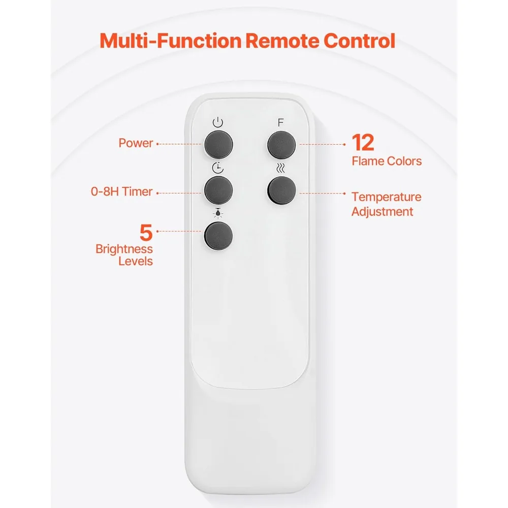 مواقد قائمة بذاتها 65.5 بوصة، سخان موقد كهربائي مزيف بقدرة 1500 وات و5120 وحدة حرارية بريطانية مع رف، وحماية من الحرارة الزائدة