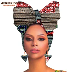 Copricapo africano + orecchini set da 2 pezzi per donna sciarpa testa africana ankara sciarpa tradizionale con cravatta turbante afчde A19H007