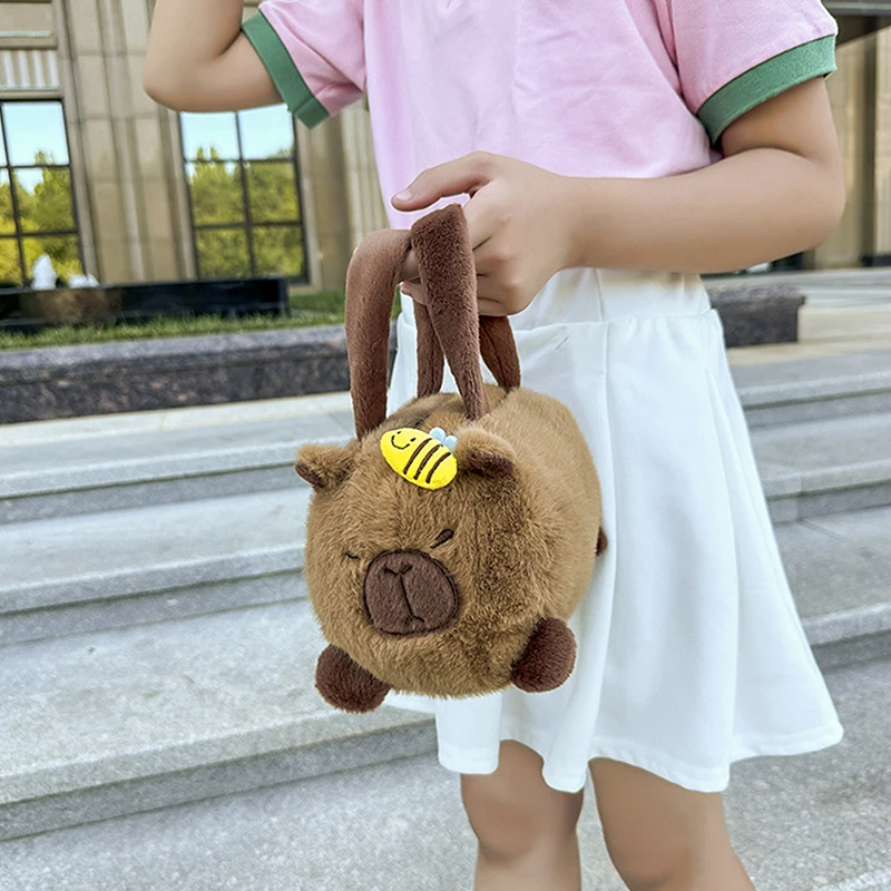 Cute Plush Capibala Capybara Large Capacity Cartoon Shoulder Messenger Bag Portable Commuting Handbag