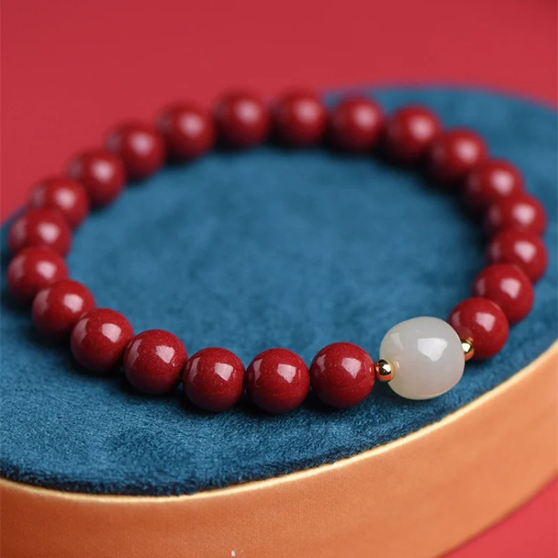 Fidelity Purple Gold Bracelet Hetian Jade Bracelet Jasper Men and Women Couple Ancient Style Beads Bracelet image 3