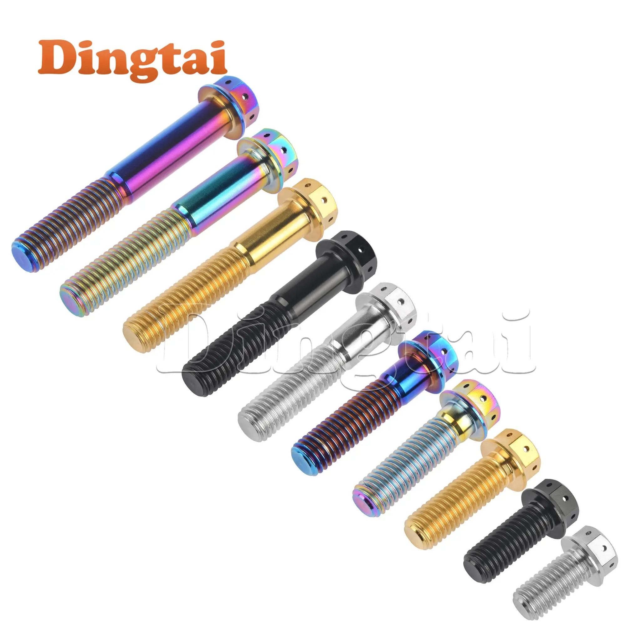 Dingtai Titanium Bolt M10x20-90mm Pitch1.25/1.5mm Flange Allen Key Head Screw for Motorcycle Calipers Refitted