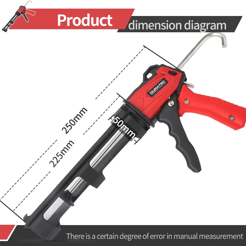 1350N Rotatable Manual Caulking G un, Sealant Glue Gu n Finishing Tool for Glass Seam, Concrete & Tile Joint Filling