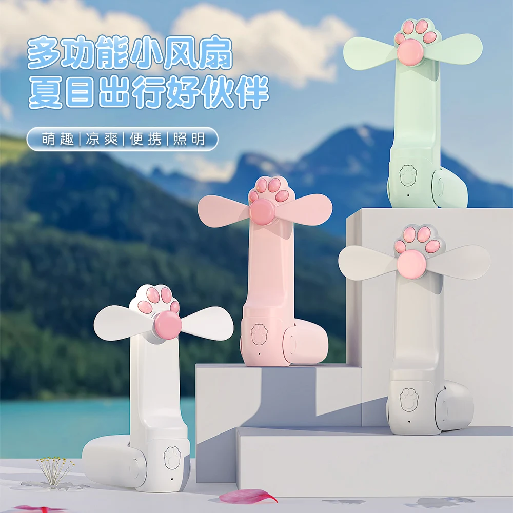 Mini ventilador portátil, refrigerador recargable por USB, ventilador de escritorio plegable de mano, silencioso, plegable, para oficina, hogar, práctico banco de energía