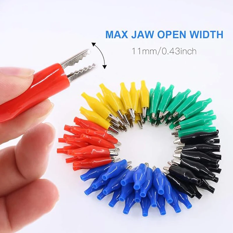 100Pcs 1.4''/35mm Alligator Crocodile Clip Electrical Test Jumper Helper with Insulation Cover for Electrical Testing Colorful image 4