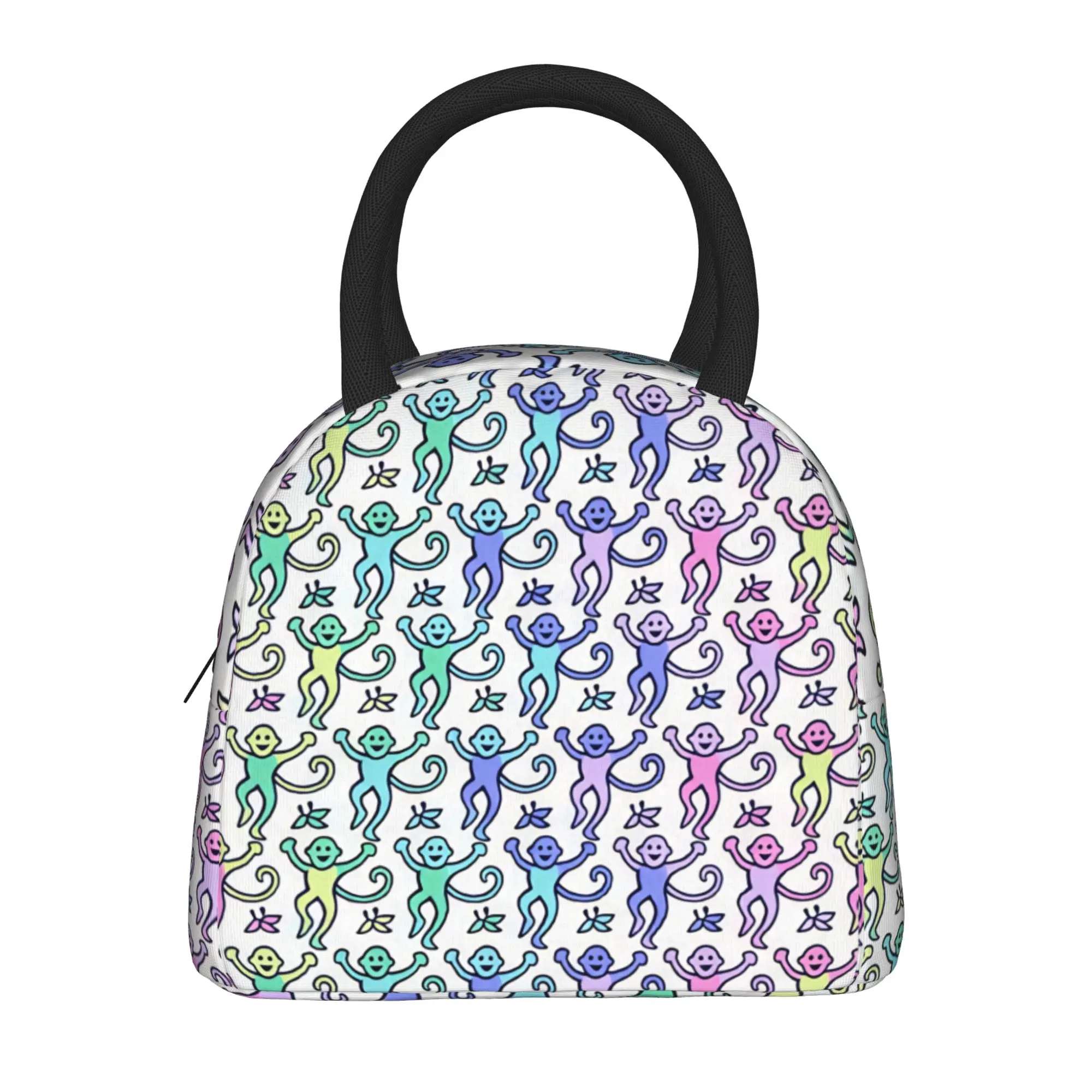Roller Monkeys Rabbit Lunch Bag For Girls Colorful Animal Designer Lunch Box Retro School Cooler Bag Oxford Thermal Lunch Bags