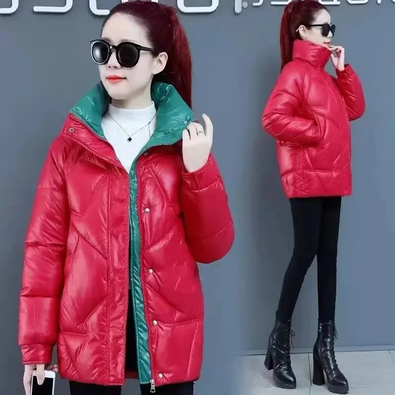 Capispalla in cotone con colletto alla coreana moda donna coreana 2025 Piumino da donna a maniche lunghe Cappotto imbottito in cotone femminile invernale