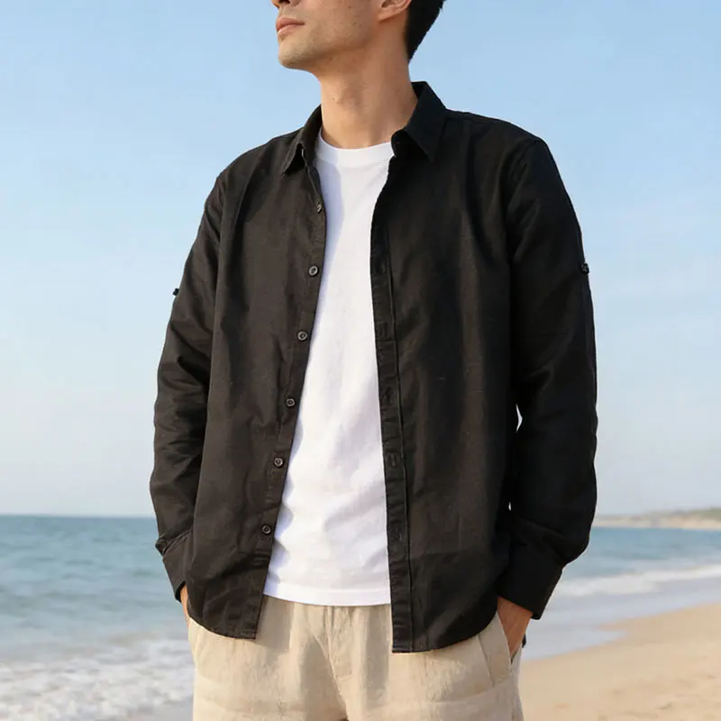 

Мужские базовые классические льняные хлопковые рубашки продаются цвета, удобные повседневные классические рубашки на пуговицах с длинными рукавами, мужская праздничная пляжная одежда