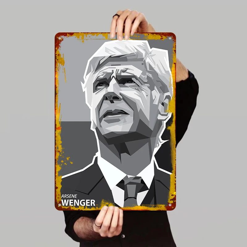Arsene Wenger Portrait Metal Wall Art Football Coach Geometric Design Decor for Home Office Gift for Fans