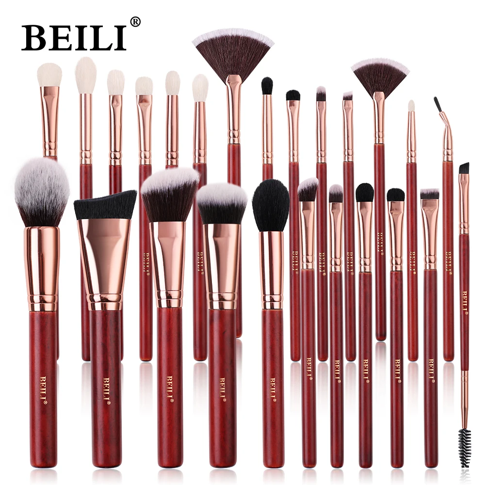 BEILI-brochas de maquillaje profesional para la cara, conjunto de pinceles de maquillaje para base de rubor, sombra de ojos roja, mezcla de pelo de cabra, pedzle do makijazu