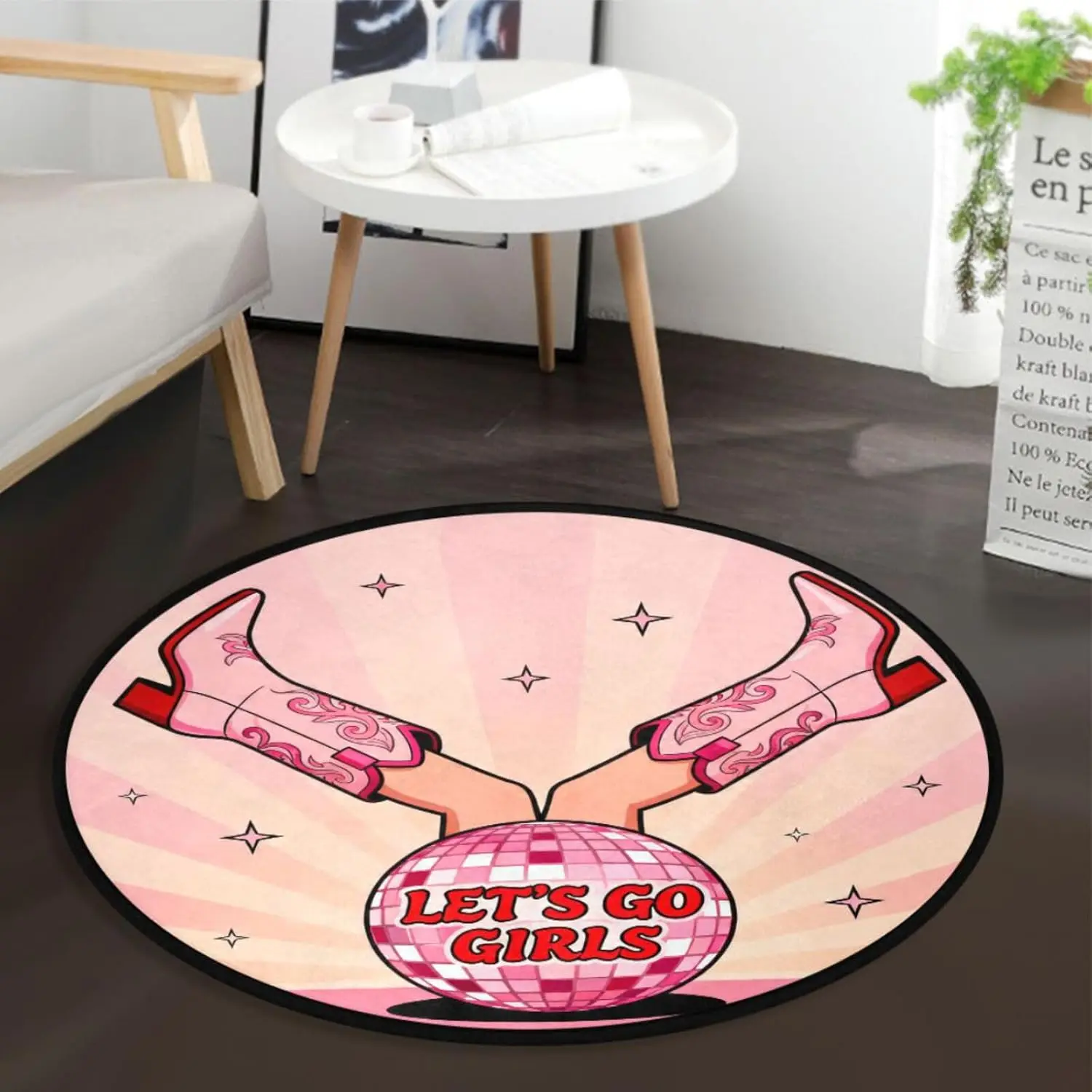 Round Fluffy Heels Rug Mat Girls Home Decor Vanity Gift Trendy Carpet Accessory Cute Fashion Ladies Soft Area Floor Mat