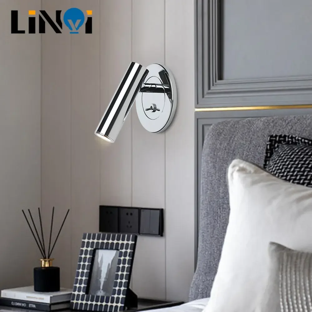 Recesso LED Sconce Luzes, decoração da parede comutada, cama cabeceira, lâmpada de leitura, Hotel Bedside Decor Idea, branco quente, 3W