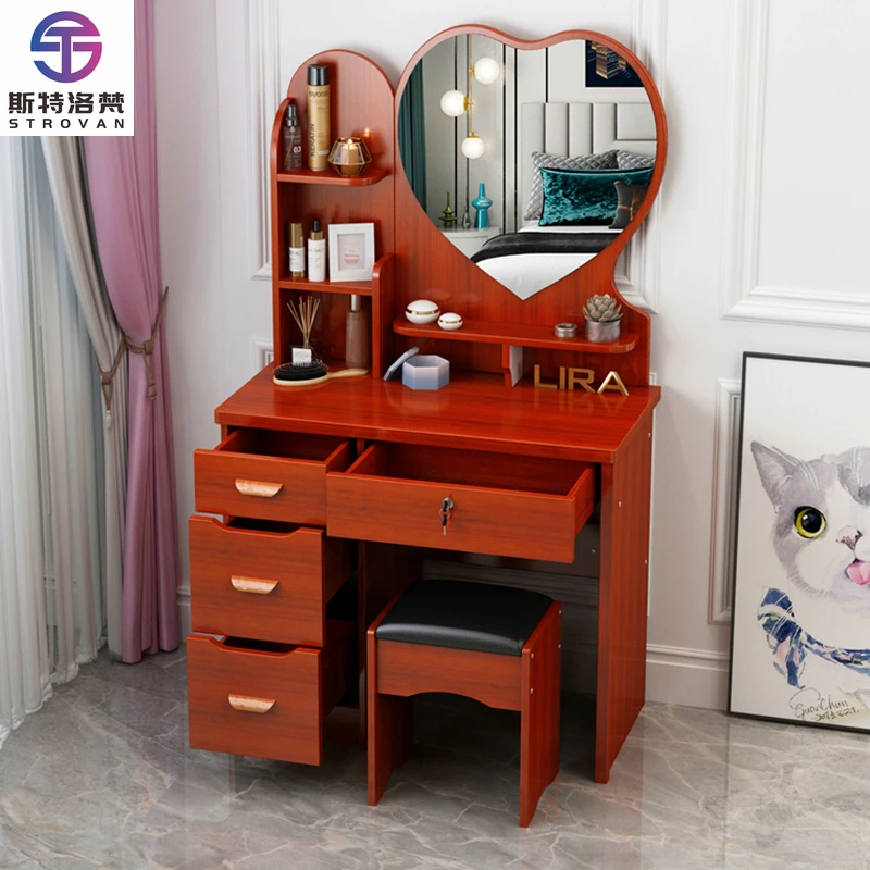 

Cheap Dressing Table Modern Wooden Dressing Table with Mirror and Drawers