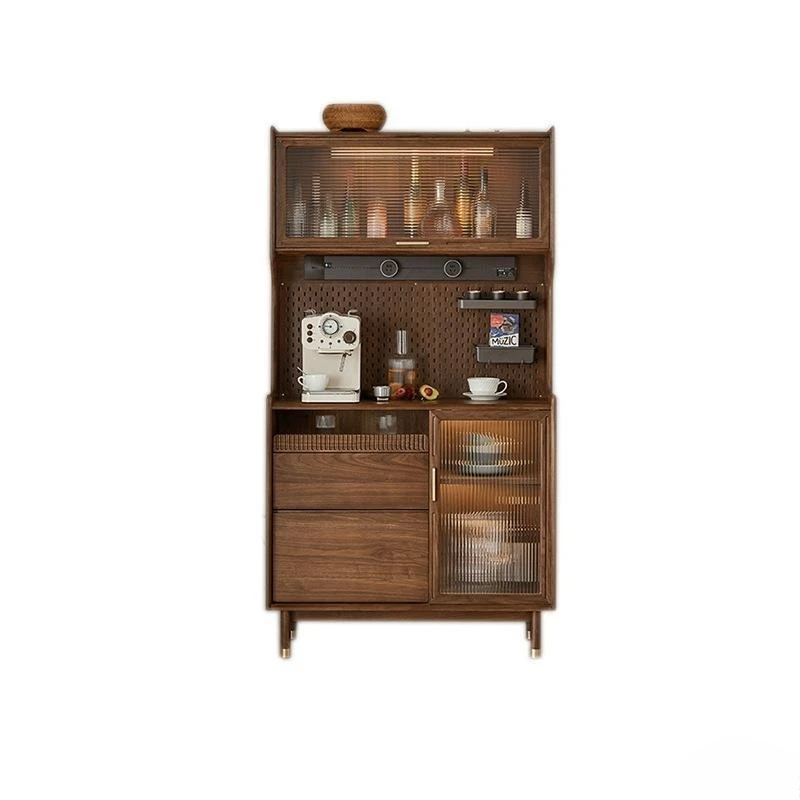 

Solid wood black walnut dining side cabinet modern simple retro wine cabinet